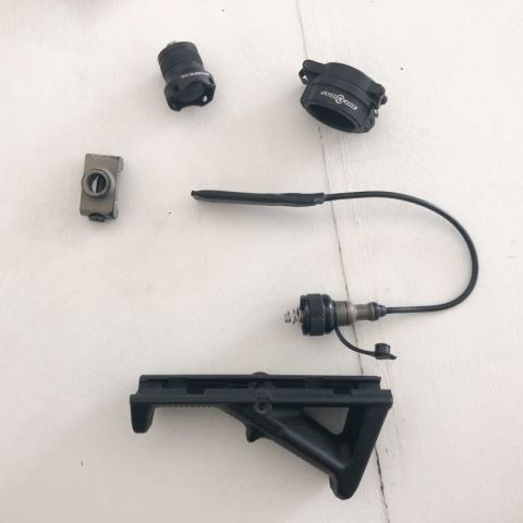 Magpul afg ***gone**
DD qd cup painted 20 shipped 
Surefire IR filter **gone***
Surefire scalloped tail cap ***sold**
Surefire scout tapeswitch ***sold** 