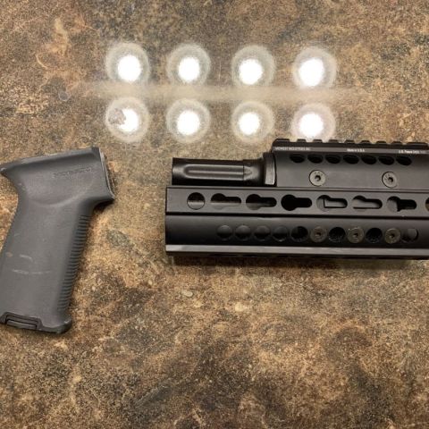 Midwest industries keymod all handguard and gas tube and magpul grip 100 shipped 
