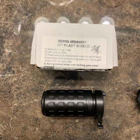 New Griffin Armament Gen 2 QD blast shield, No rounds through it, mounted .....decided to go in a different direction.....fits most muzzle brakes, doesn’t have to be a griffin brake....$160 shipped discrete PayPal 