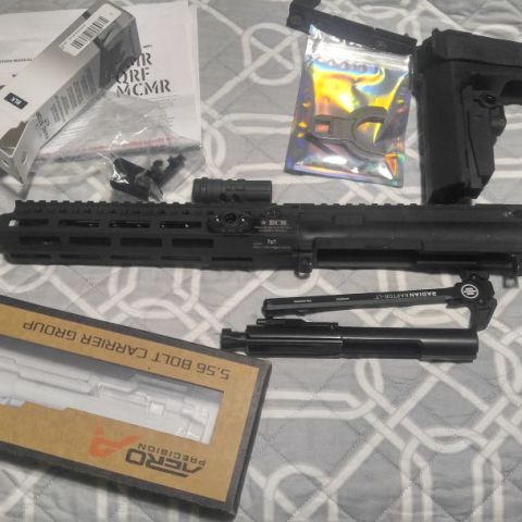 10.3 Upper, Colt 13629 Receiver, Geissele 10.3 CHF CL Super Duty Barrel, Geissele Gas Block, BCM MCMR-9 Rail, Aero Precision Nitride BCG, Radian Raptor LT Charging Handle, SBA3 Brace (SOLD) 