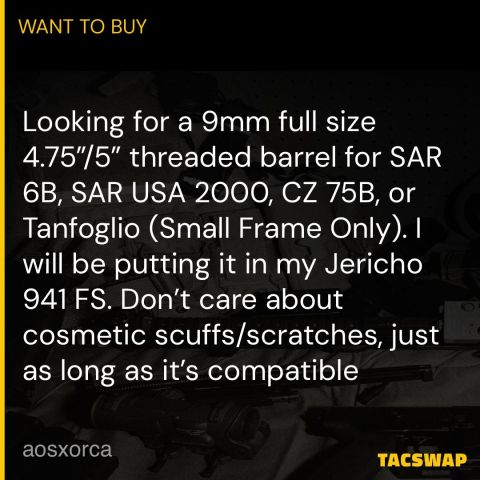 WTB SAR 6B,2000,CZ75B Threaded