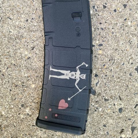 Laser Engraved Black Beard Flag Magpul Pmag. Two tone features on both sides of the mag 