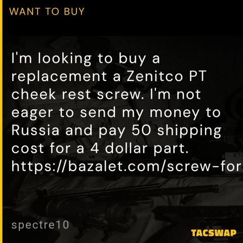 Zenitco PT 1 Cheek Rest Screw 