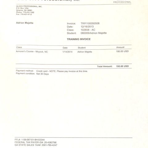 glock armorer docs and a shirt