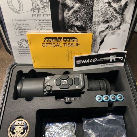 N-vision Halo Lr like new in Box. Hand selected unit out of 25, blue tint to screen.  💯 American made thermal scope.  12um 640 resolution BAE core. Everything originally in package included.  More than 4.5 year left on the warranty.  