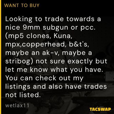 Wtb 9mm subgun/pcc