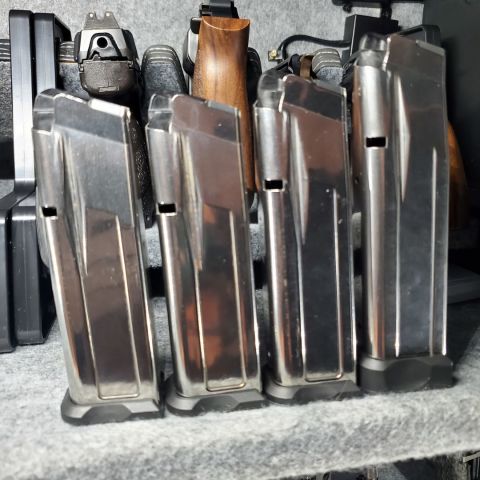 All are 45 ACP (1) 140mm - 13 rounds (1) 126mm - 11 rounds (2) 120mm - 10 rounds