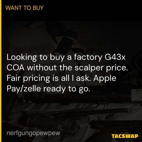 WTB FACTORY Glock 43x COA 