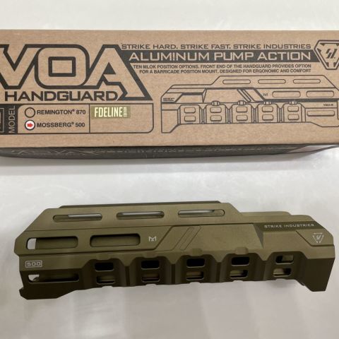 Mossberg 500: VOA Aluminum MLOK Foreend, Strike Ind. FDE.