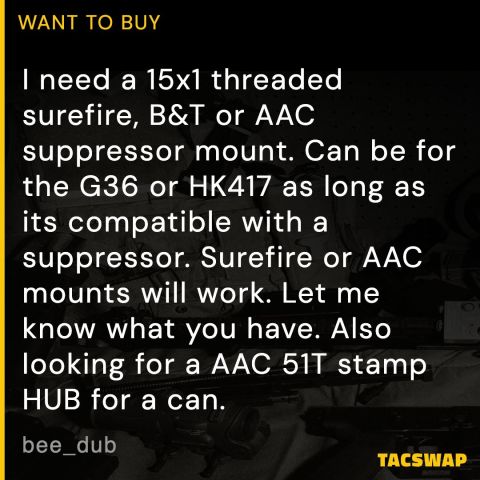 15x1 suppressor mount