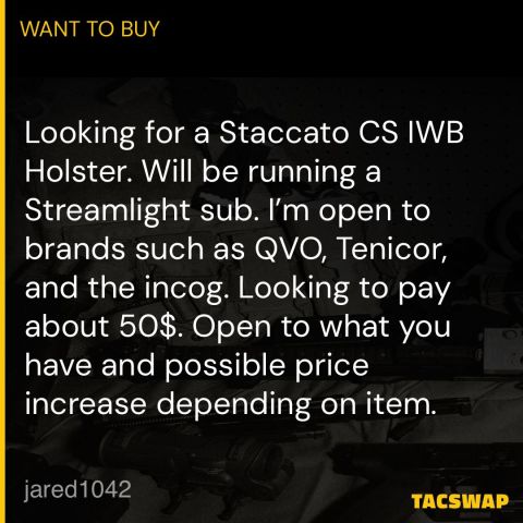 Staccato CS IWB Holster