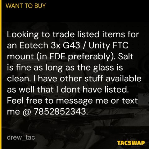 WTT for Eotech G43 W/Unity FTC