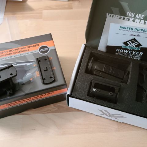 Vortex SPARC Solar Red Dot Sight and Primary Arms GLx Absolute Cowitness Micro Dot Riser Mount w/ .125" Spacer (1.41" or 1.535" Height)