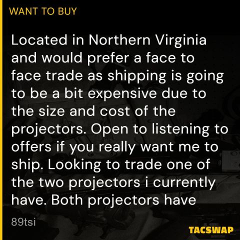 WTT: Video Projector for optic