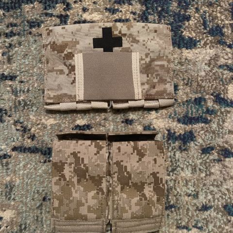 Lbt desert digital blow out med kit ($35 shippe). Eagle industries  Aor1 double m4 kydex pouch ($50 shipped