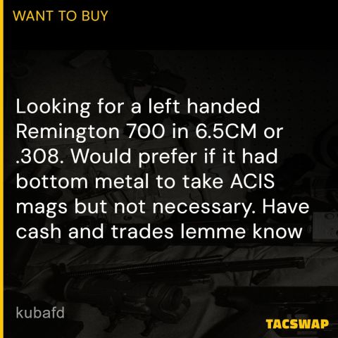 Left Hand Remington 700 in 6.5