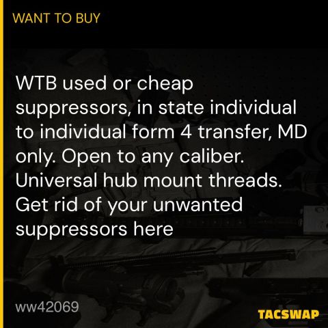 Cheap/used suppressors MD only