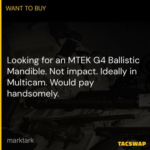 WTB: MTEK FAST G4 or FLX Patrol Ballistic Mandible 