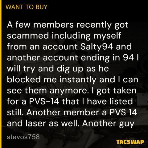 Scam/Stolen Items Alert! 