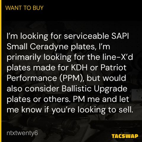 WTB Small or Medium SAPI Plates