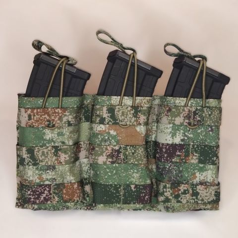 🔥 Molle Triple Rifle Magazine Pouch Chinese PLA Type 21 Xingkong Woodland Camo