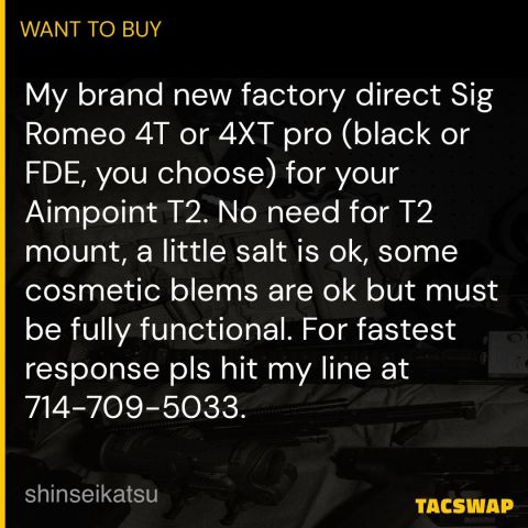 Sig Romeo 4T or 4XT Pro for T2