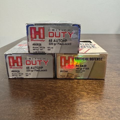 45acp and 40cal hornady ammo