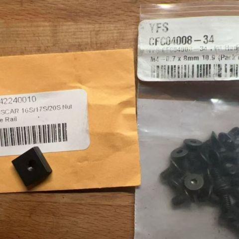 scar Nut, Side Rail + Screws