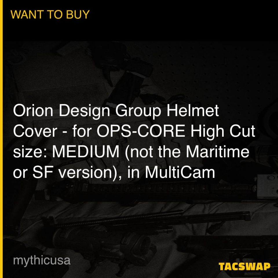 Image 1 - WTB - Orion Design Group Hybrid Helmet Cover, SM/MD for Ops-Core High Cut (not Maritime).
