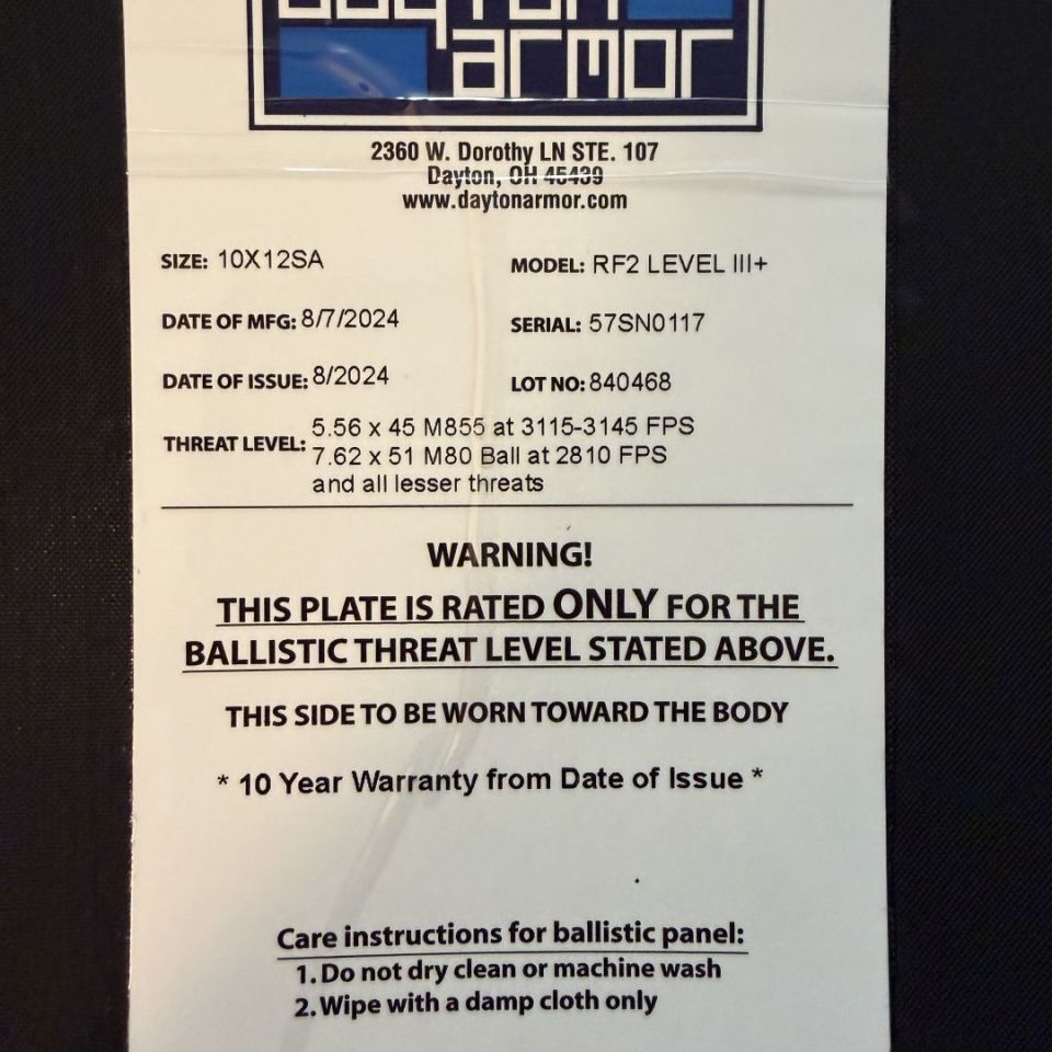 Image 2 - Dayton Armor RF2 Plates