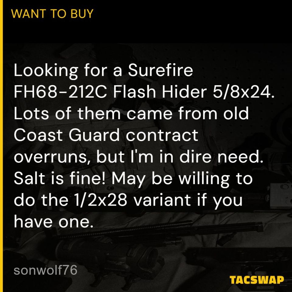 Image 1 - Surefire FH68-212C Flash Hider