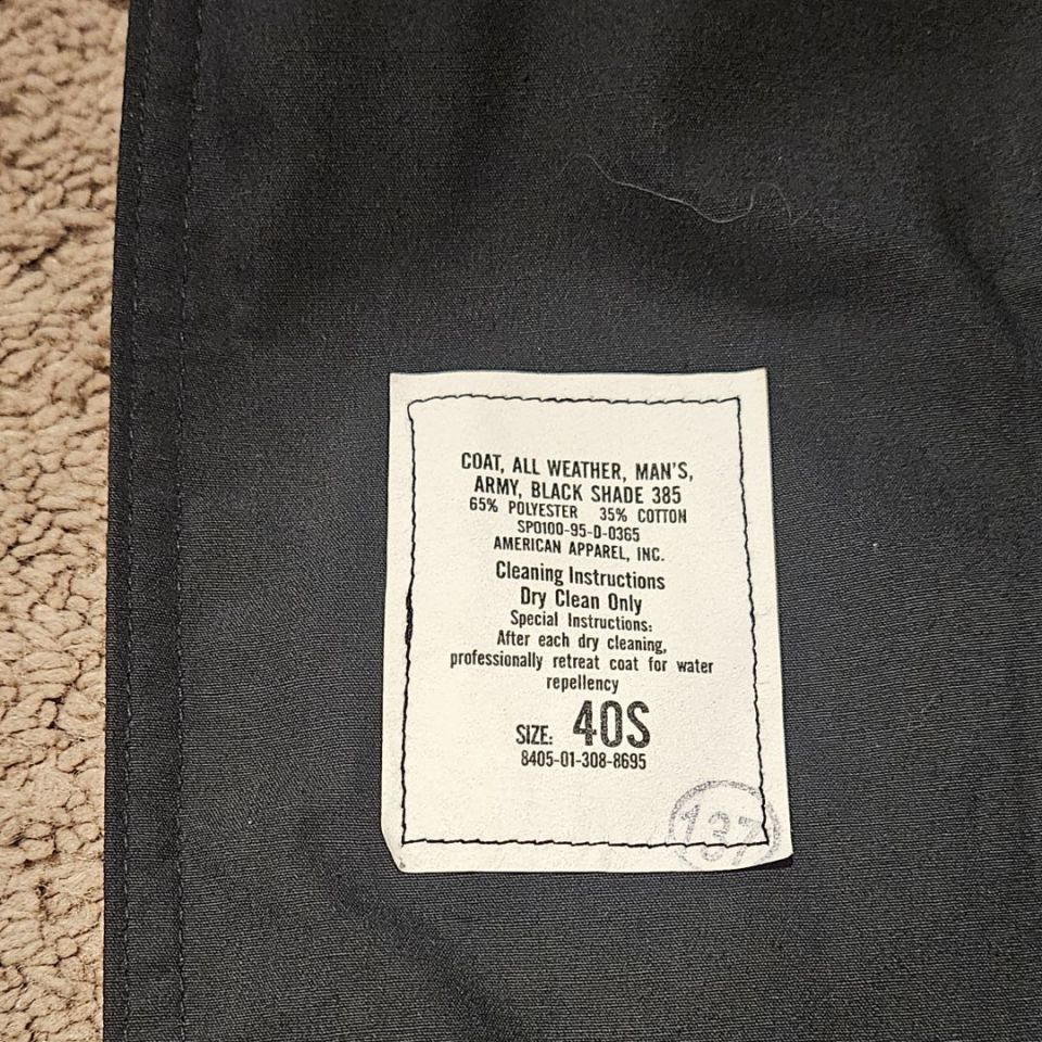 Image 3 - Army Coat All weather Blk 40S