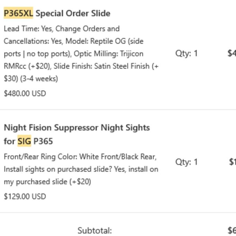 Image 2 - Norsso P365XL Slide + Sights