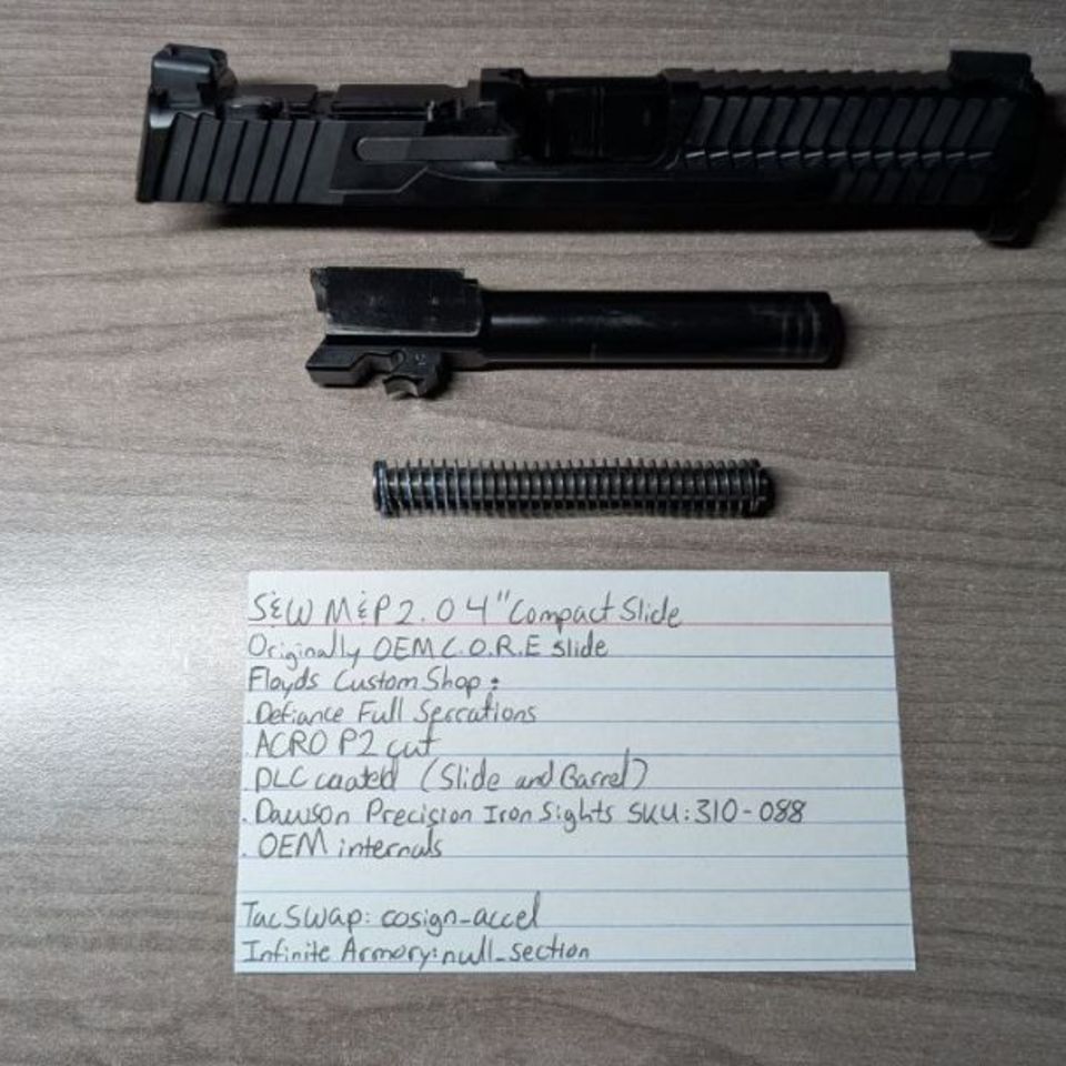 Image 1 - S&W M&P 2.0 4″ ACRO P2 CUT CUSTOM SLIDE ASSEMBLY By Floyds Custom Shop