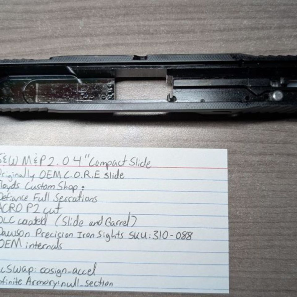 Image 4 - S&W M&P 2.0 4″ ACRO P2 CUT CUSTOM SLIDE ASSEMBLY By Floyds Custom Shop