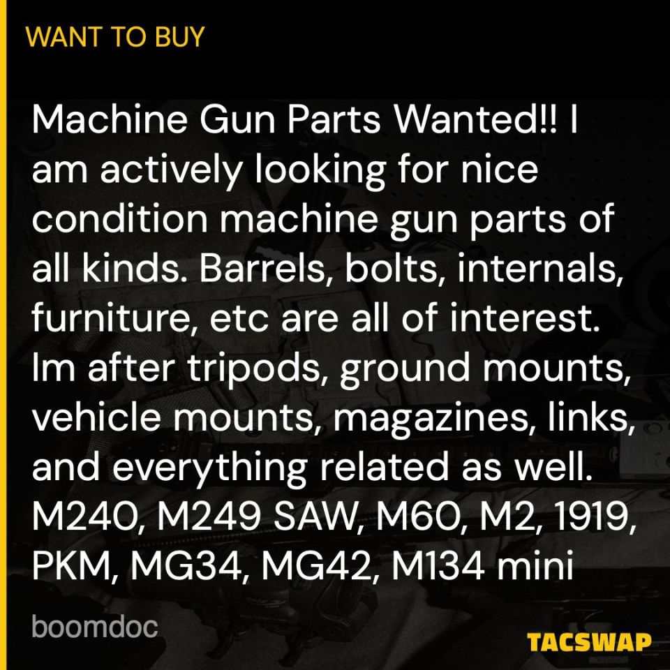 Image 1 - Wanted: Machine Gun Parts