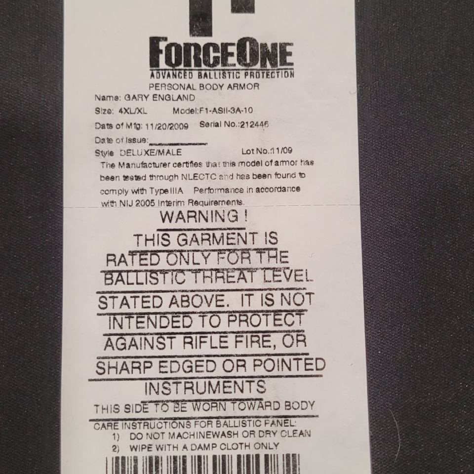 Image 3 - IIIA soft armor. 4XL/XL