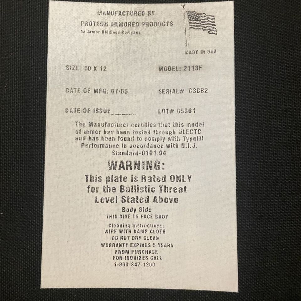 Image 3 - Protech Level III plates