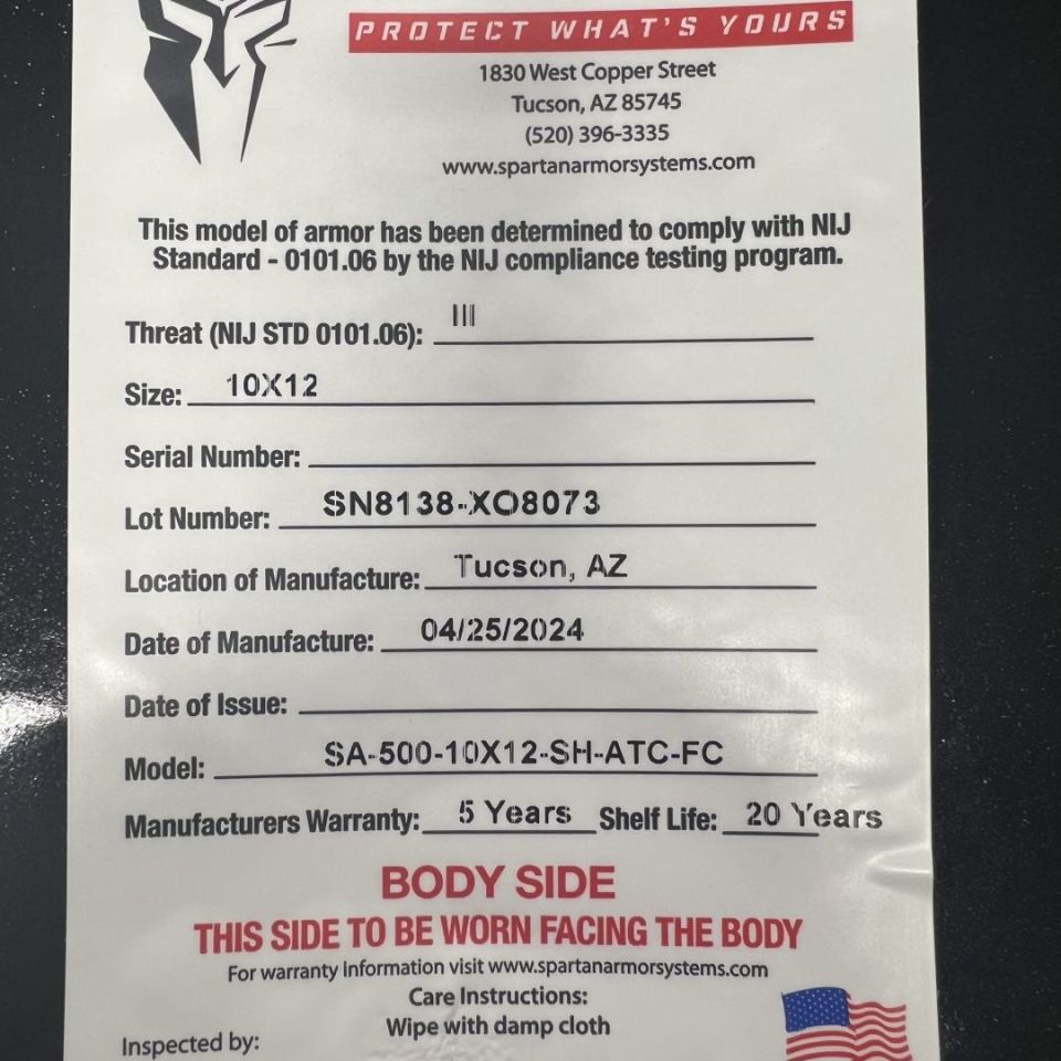 Image 2 - NIB Spartan Level III plates 