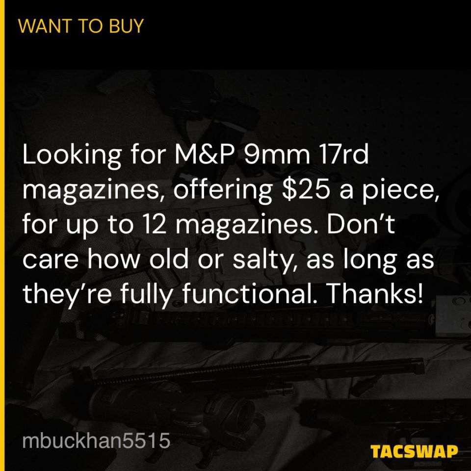 Image 1 - WTB M&P 9 17rd Magazines - $25