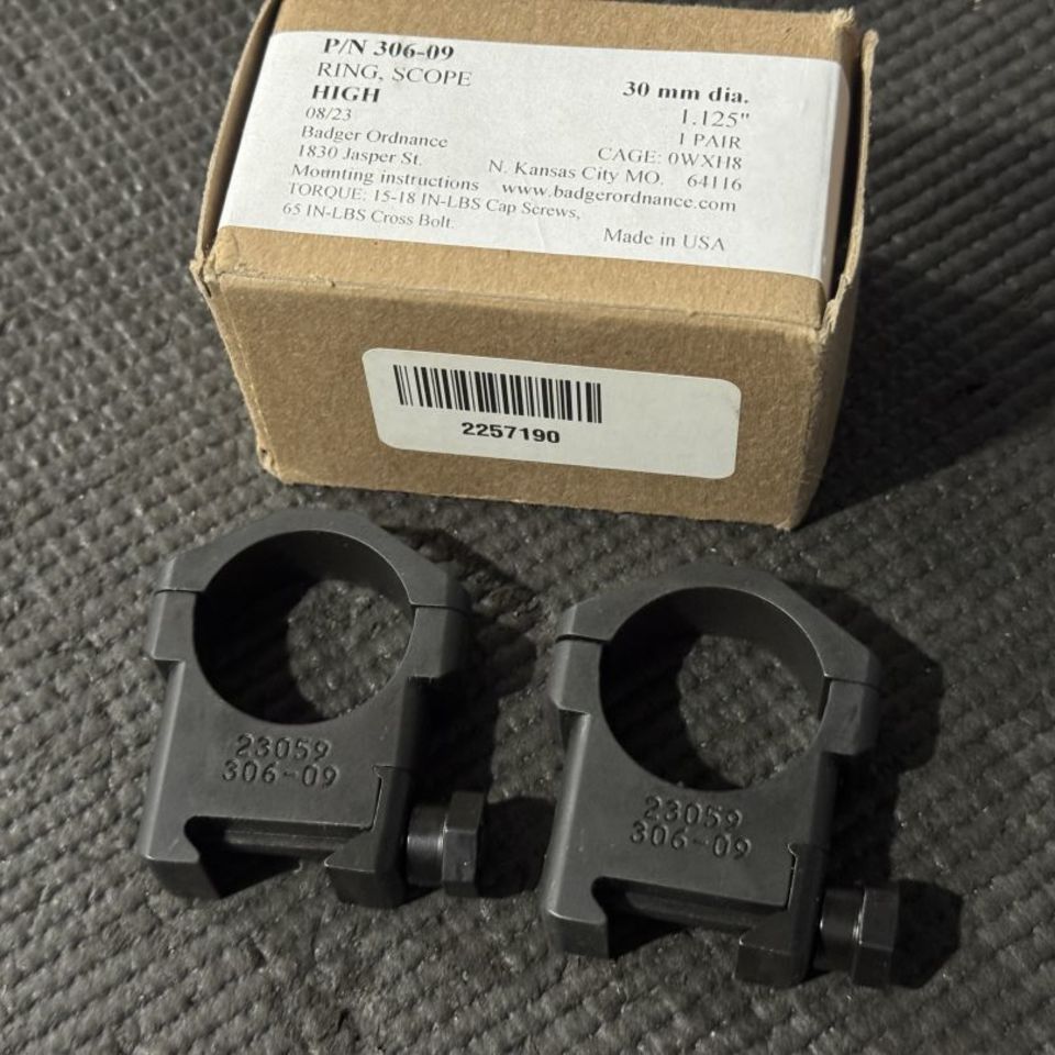 Image 1 - Badger 306-09 30mm 1.125 Rings