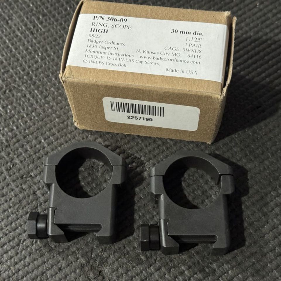 Image 2 - Badger 306-09 30mm 1.125 Rings