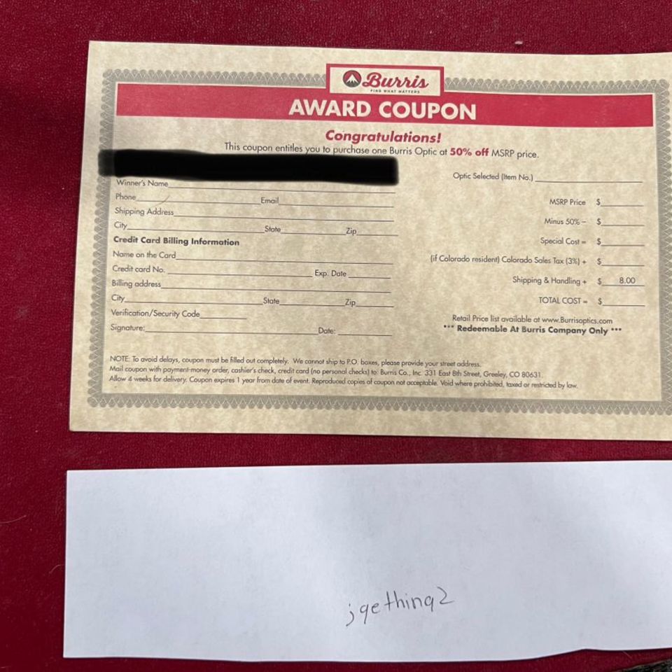 Image 2 - Burris 50% off Certificate