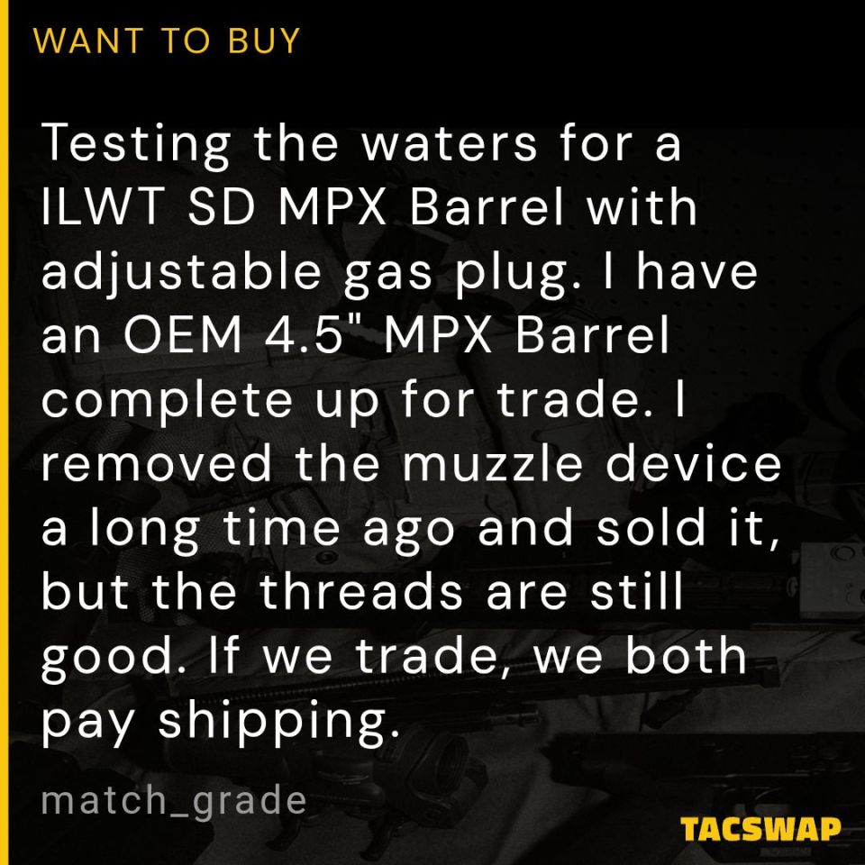 Image 1 - WTB ILWT SD MPX Barrel