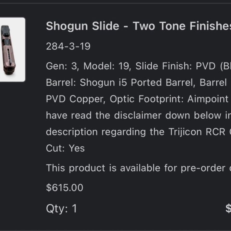 Image 5 - Shogun Glock 19 gen 3 acro cut