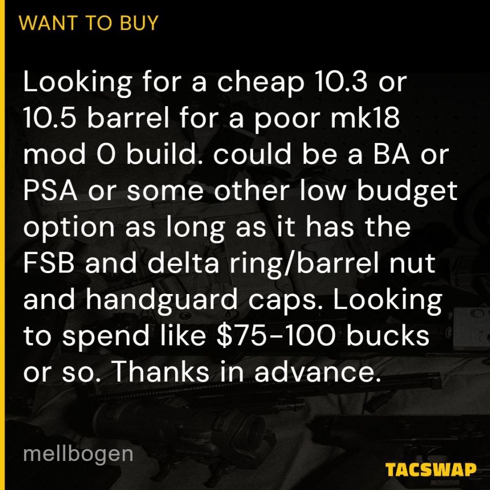 Post 1 - 10.5 barrel (FSB & delta ring)