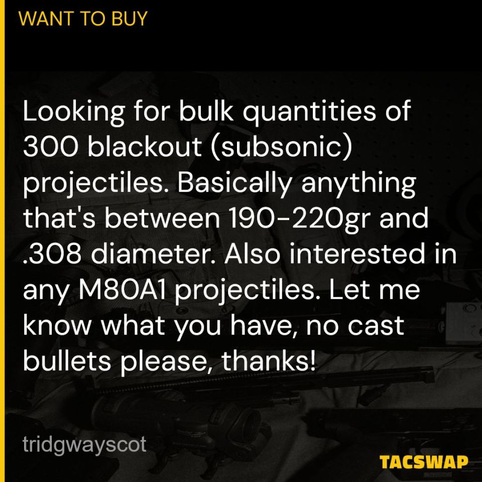 Post 3 - ISO 308/300 BLK projectiles