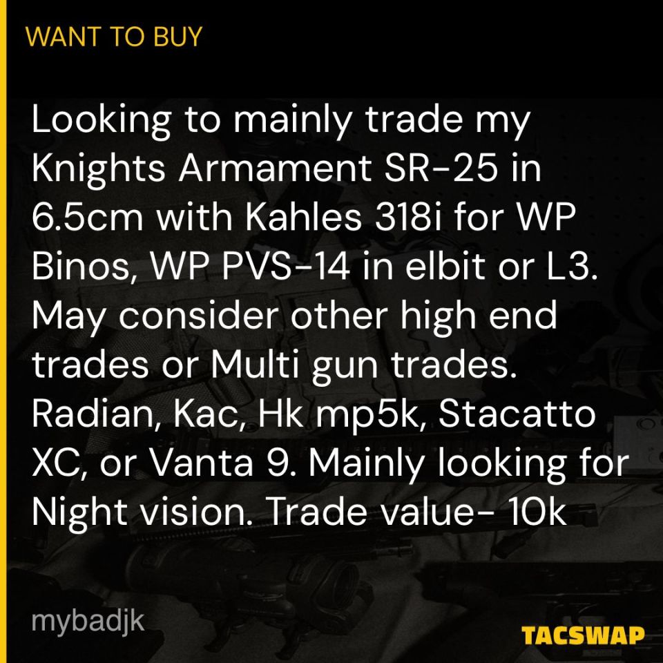 Post 3 - KAC SR-25 trade