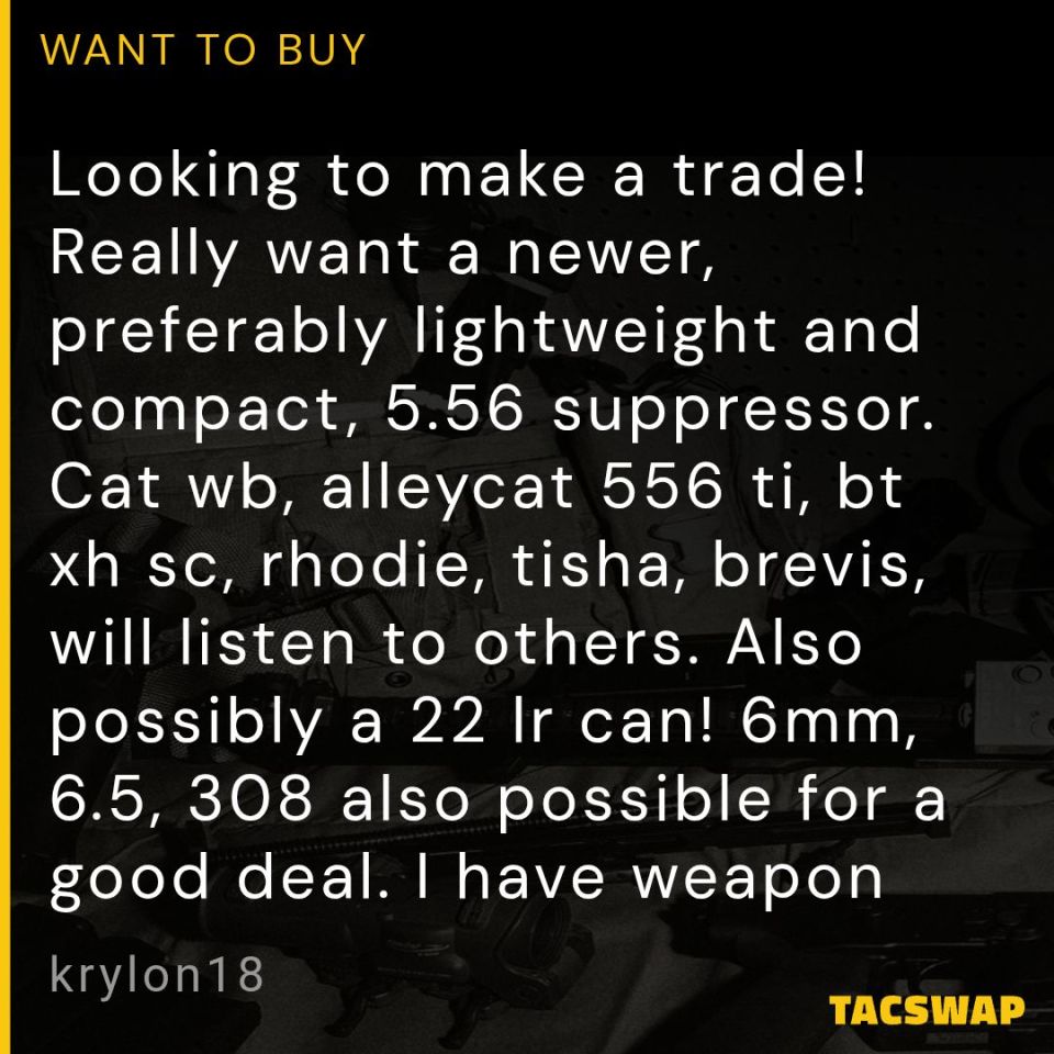 Post 1 - Looking for suppressors! 