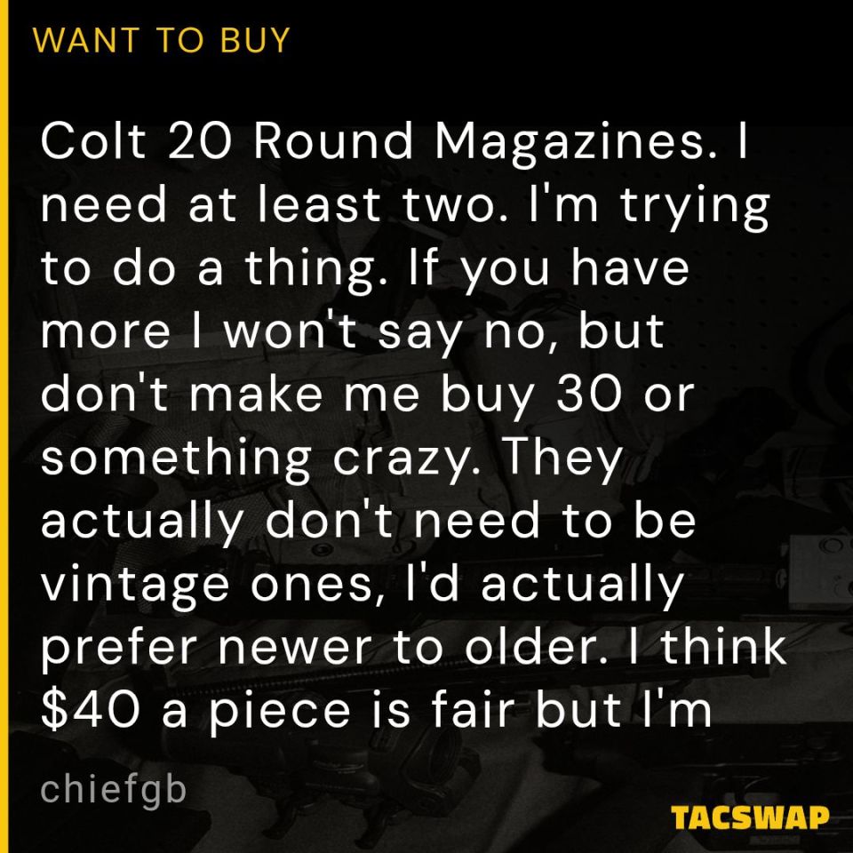 Post 5 - Colt 20 Round Magazines